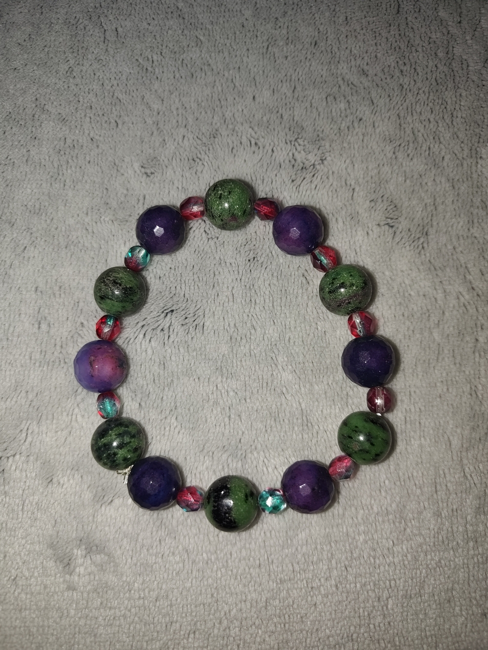 Purple & Green Beaded Stretch Bracelet - Women Jewelry